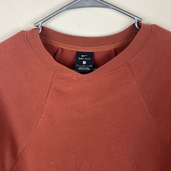 Nike Dri Fit Get Fit Fleece Training Crop Sweatshirt - Burnt Orange - Picture 7 of 7